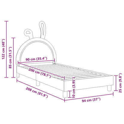 Kinderbettgestell mit Kopfteil Hellgrau 90 x 200 cm PU