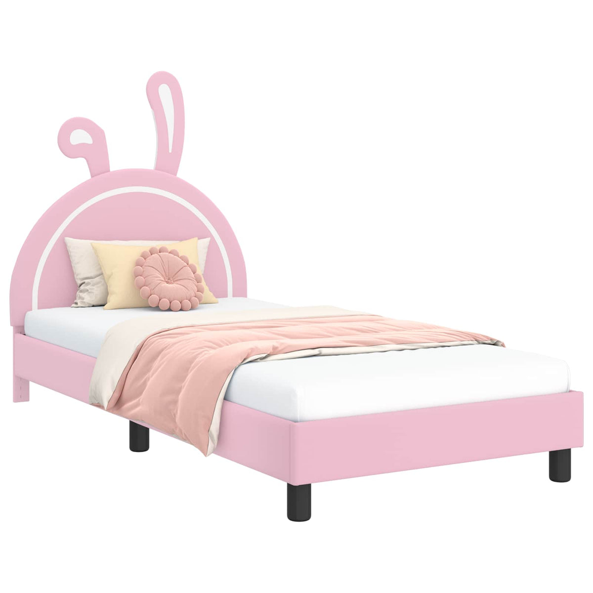 Kinderbettgestell mit Kopfteil Rosa 90 x 200 cm PU