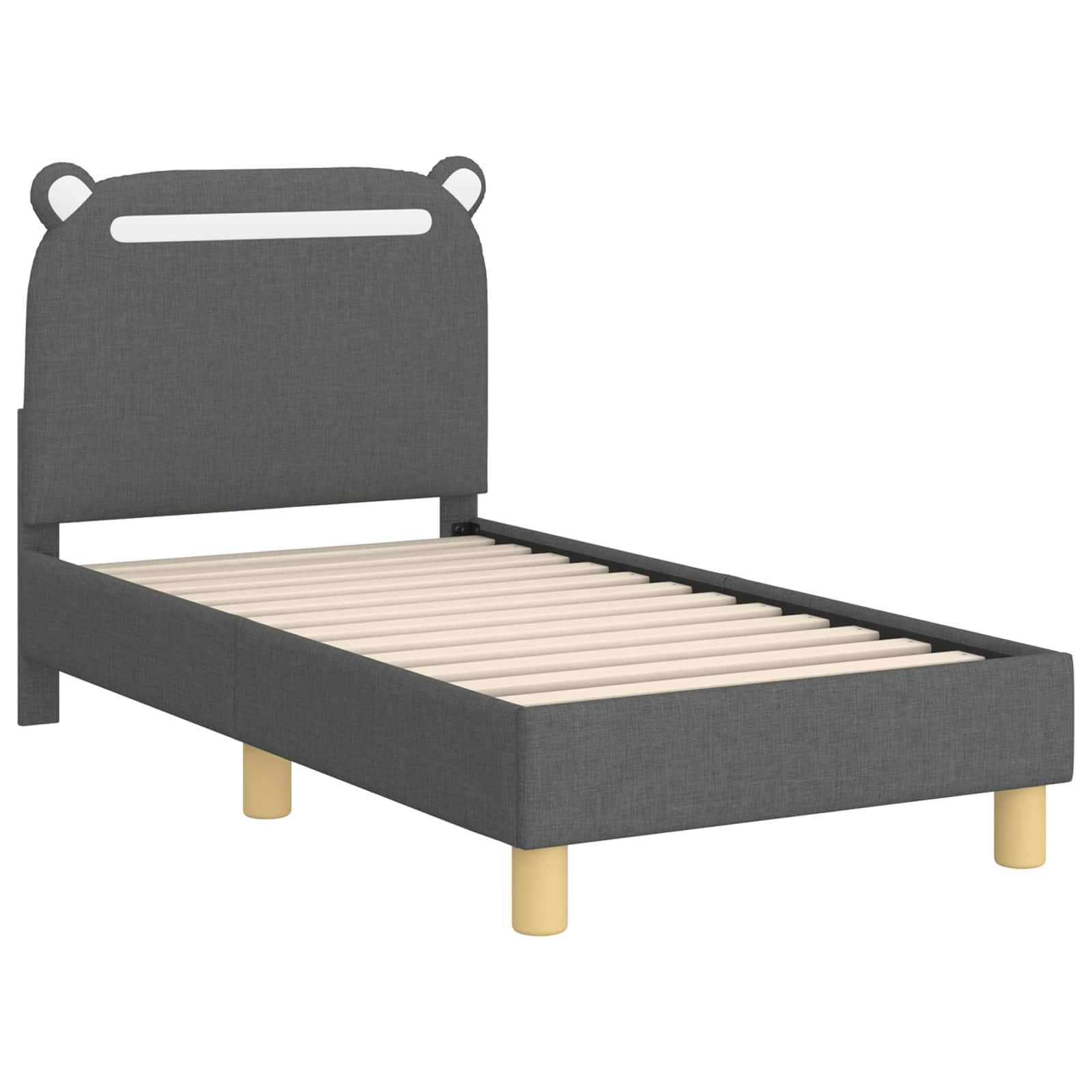 Kinderbettgestell mit Kopfteil Dunkelgrau 70 x 140 cm Stoff