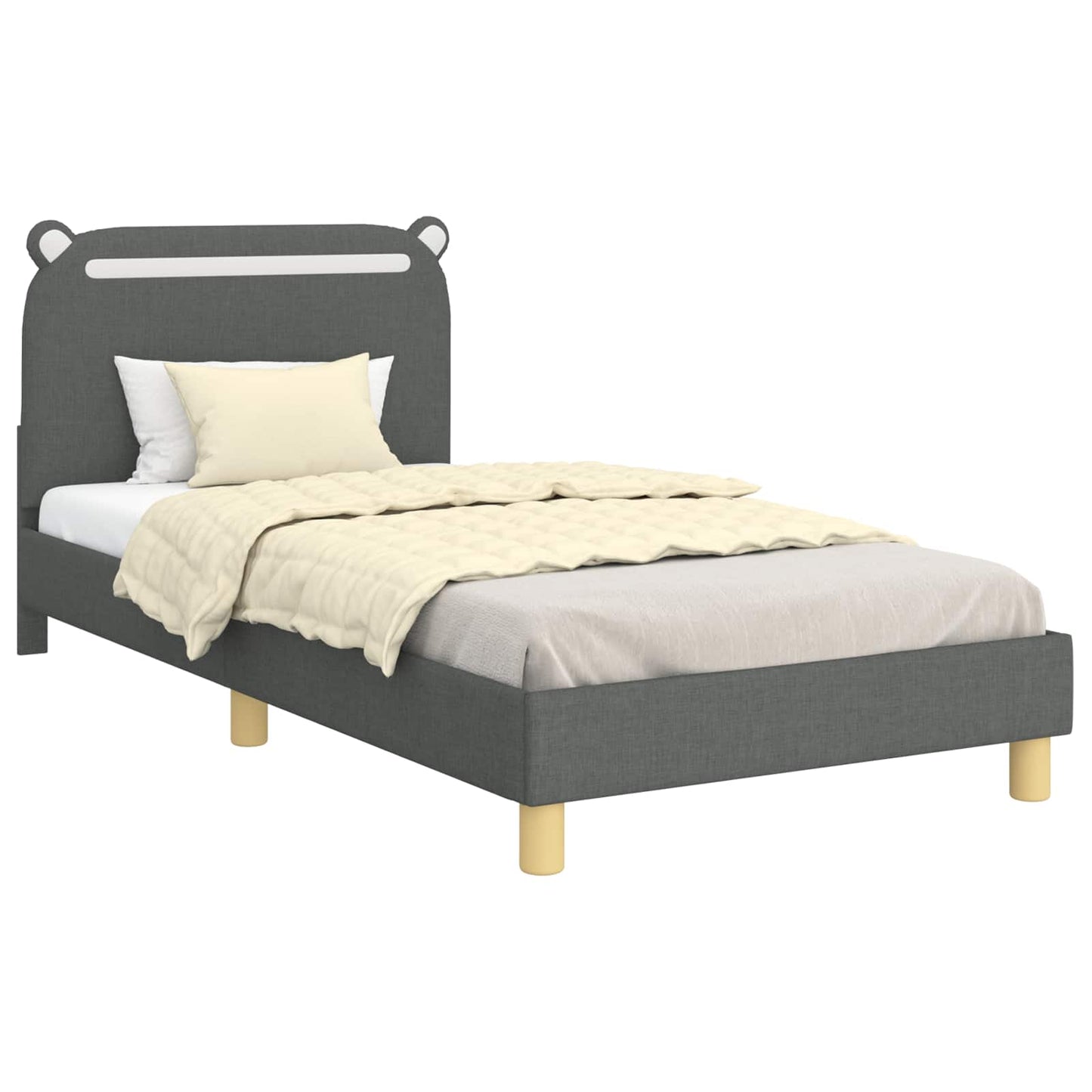 Kinderbettgestell mit Kopfteil Dunkelgrau 80 x 200 cm Stoff