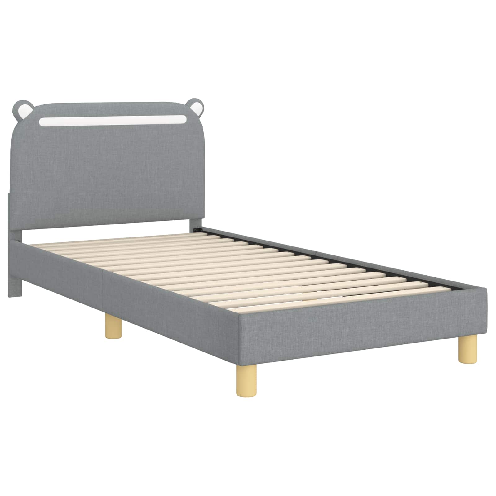Kinderbettgestell mit Kopfteil Hellgrau 90 x 190 cm Stoff