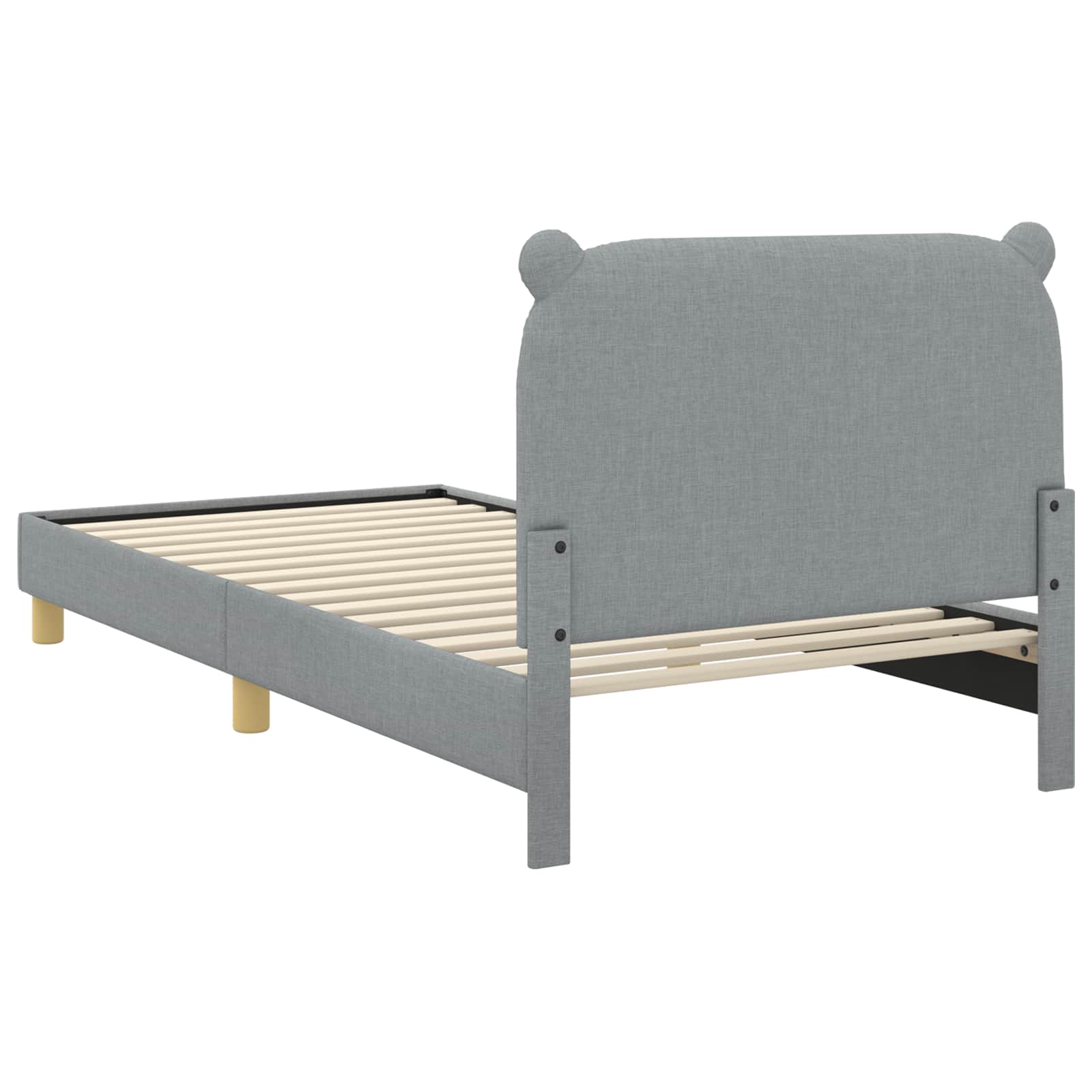 Kinderbettgestell mit Kopfteil Hellgrau 90 x 190 cm Stoff