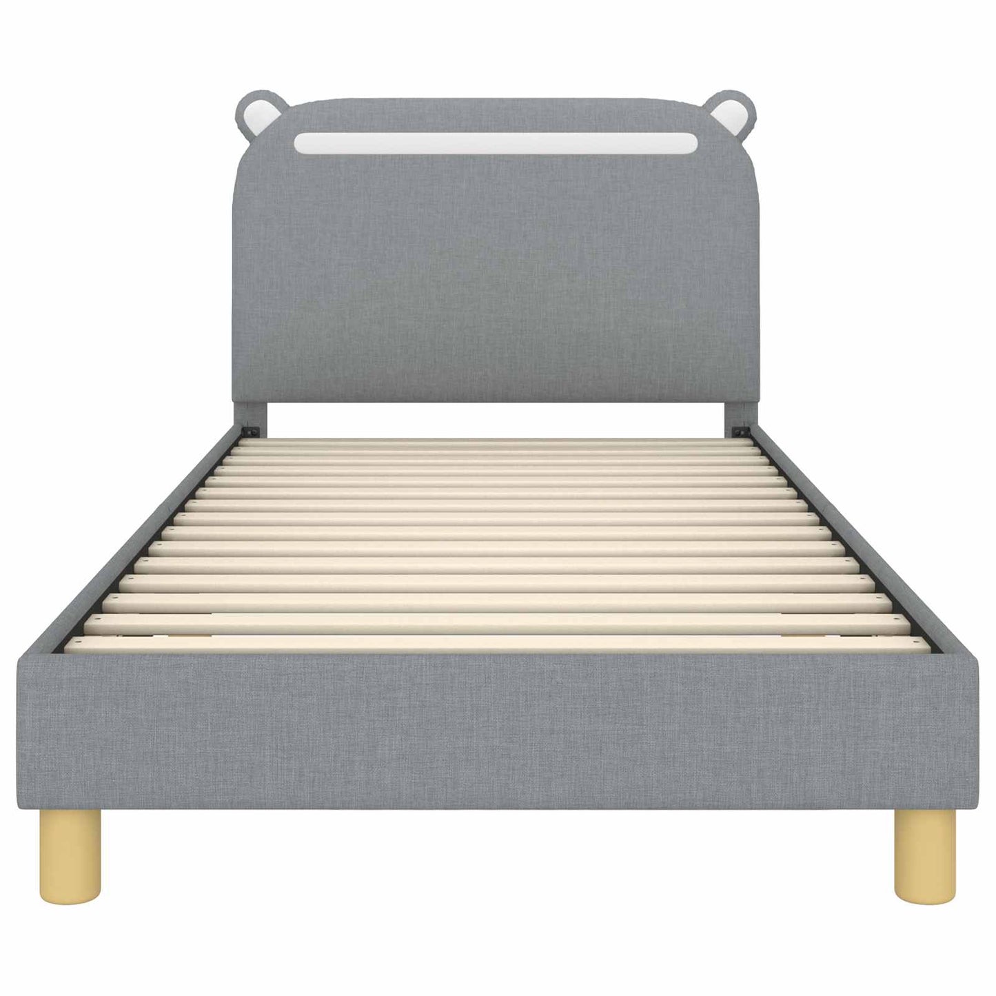 Kinderbettgestell mit Kopfteil Hellgrau 90 x 190 cm Stoff