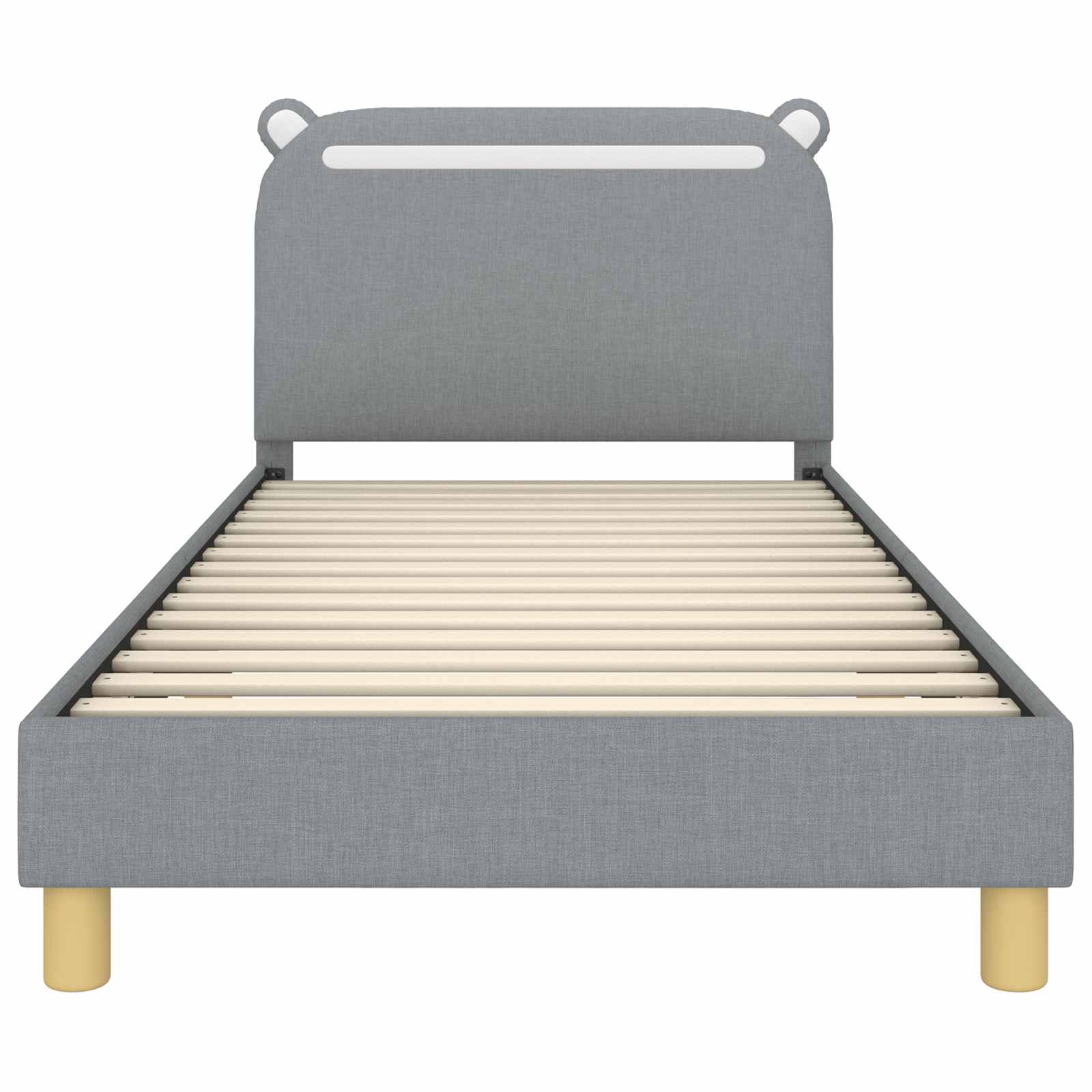 Kinderbettgestell mit Kopfteil Hellgrau 90 x 190 cm Stoff