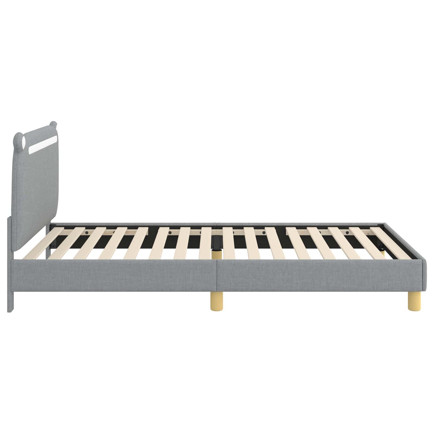 Kinderbettgestell mit Kopfteil Hellgrau 90 x 190 cm Stoff