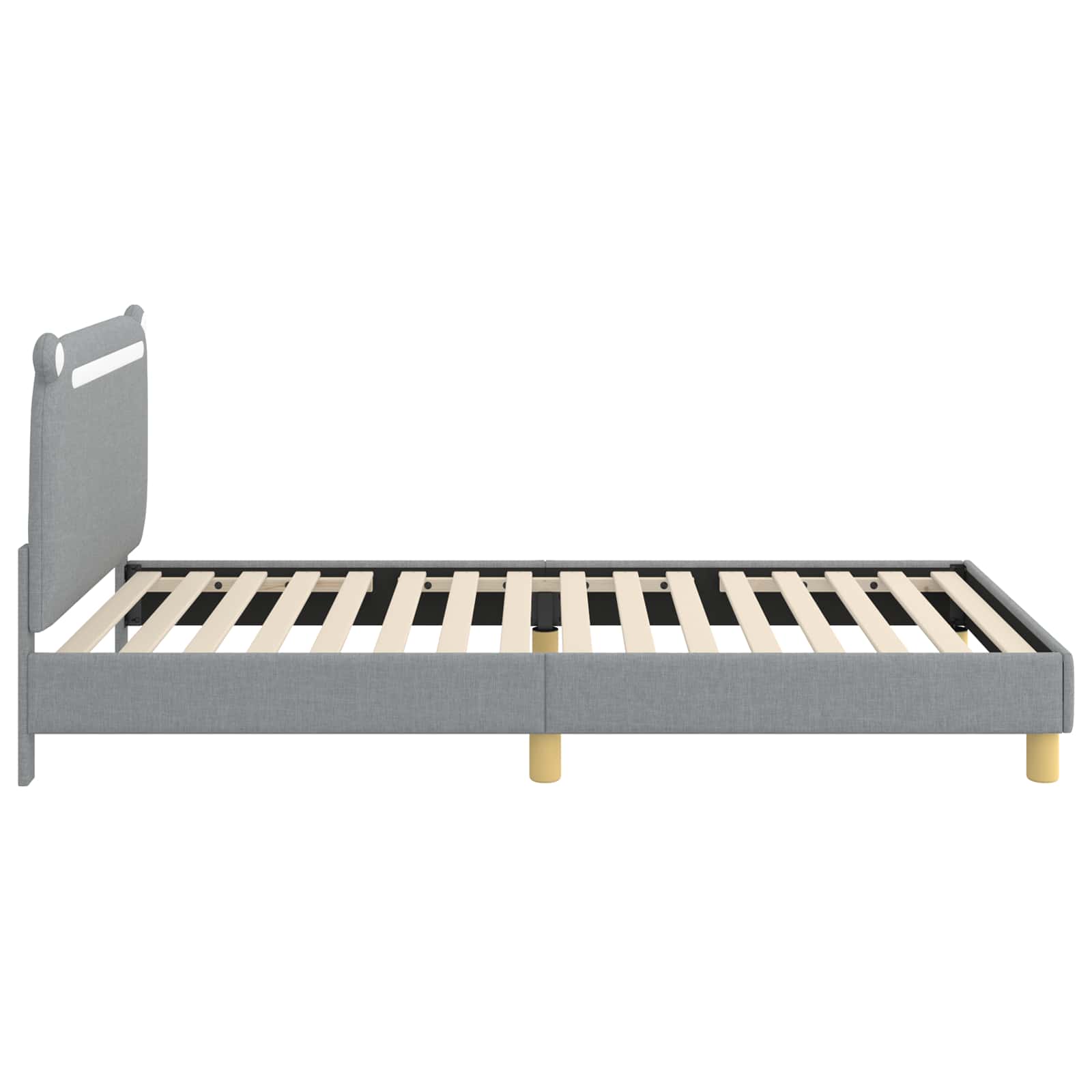 Kinderbettgestell mit Kopfteil Hellgrau 90 x 190 cm Stoff
