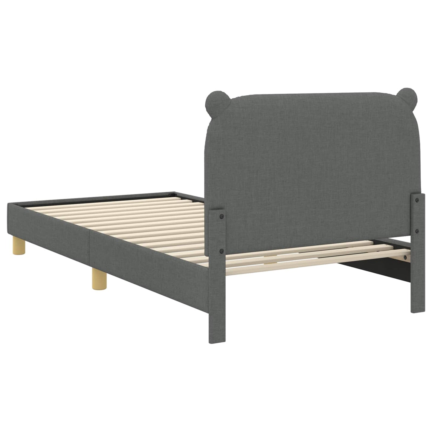 Kinderbettgestell mit Kopfteil Dunkelgrau 90 x 190 cm Stoff