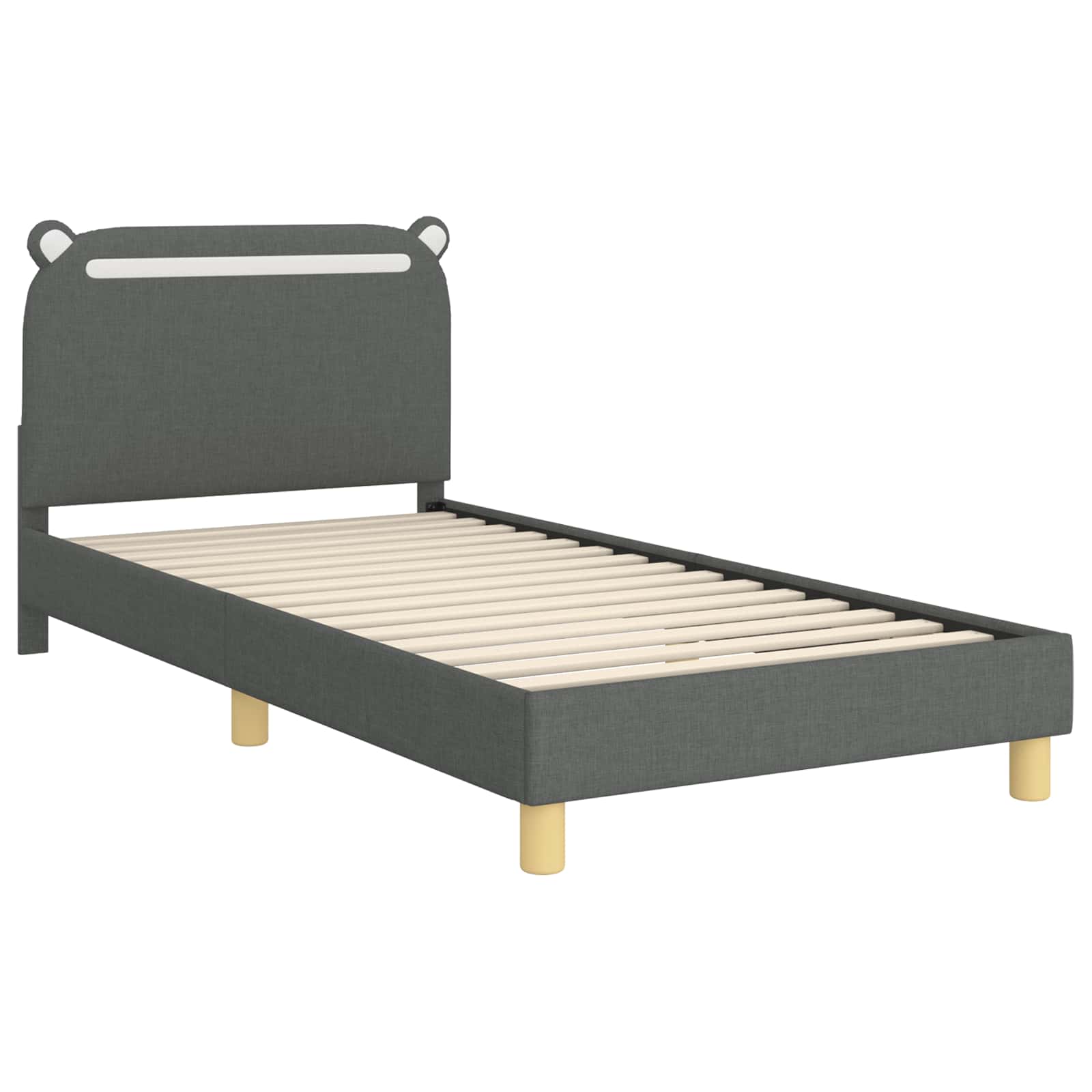 Kinderbettgestell mit Kopfteil Dunkelgrau 90 x 200 cm Stoff