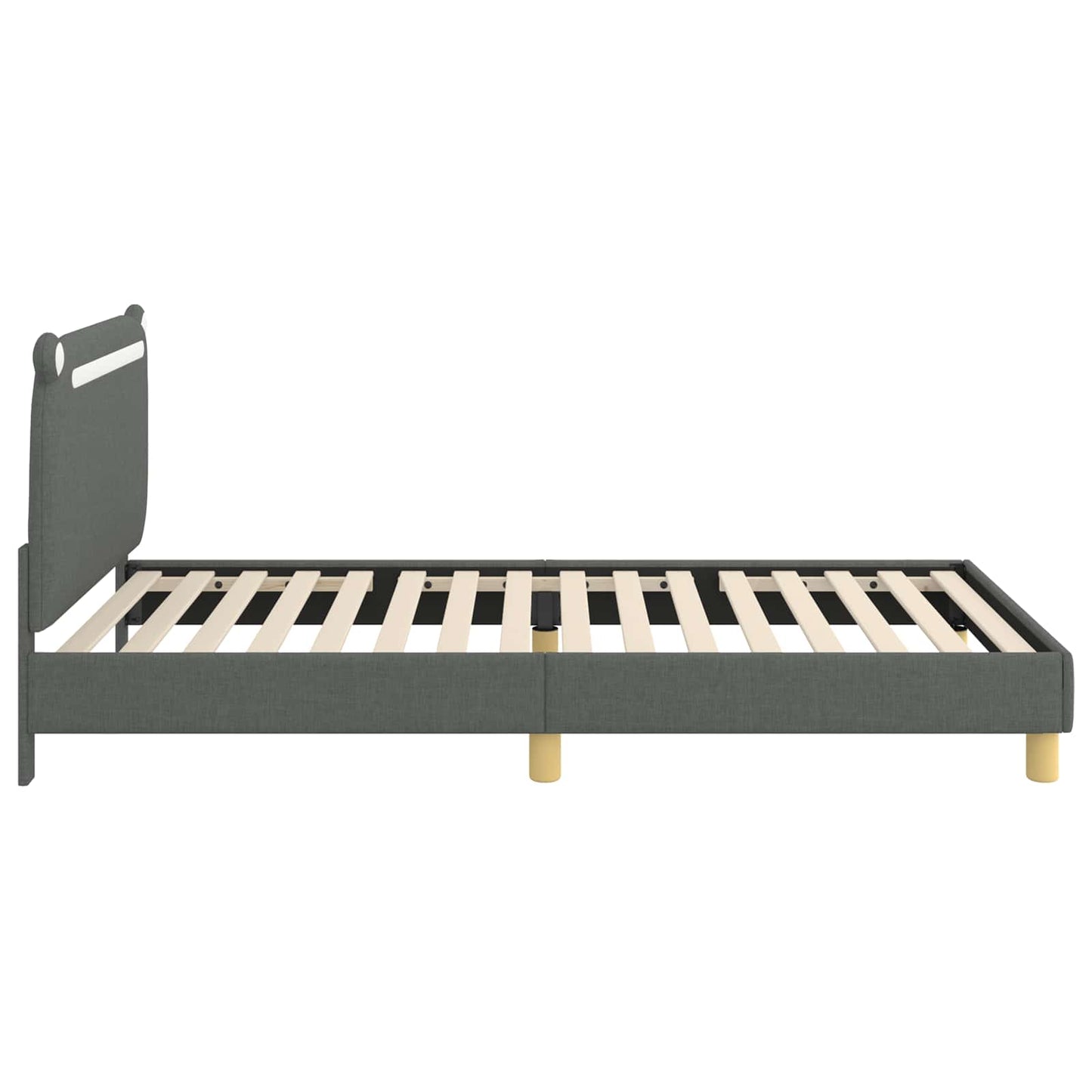 Kinderbettgestell mit Kopfteil Dunkelgrau 90 x 200 cm Stoff
