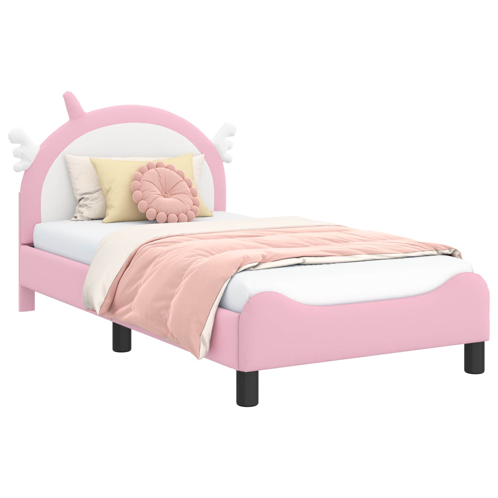 Kinderbettgestell mit Kopfteil Rosa 80 x 160 cm PU