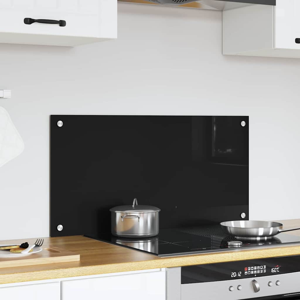 Küchenrückwand Schwarz 80 x 40 cm Gehärtetes Glas
