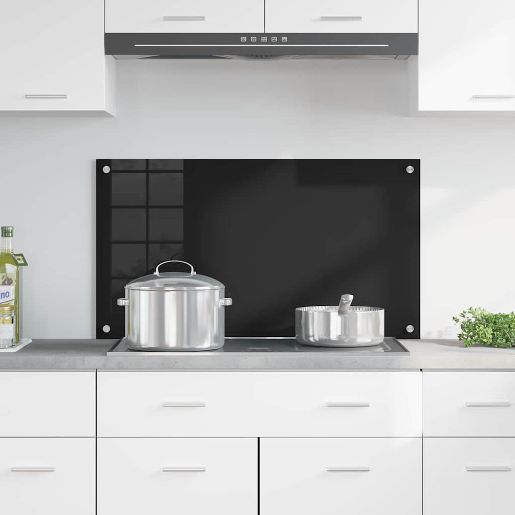 Küchenrückwand Schwarz 90 x 50 cm Gehärtetes Glas