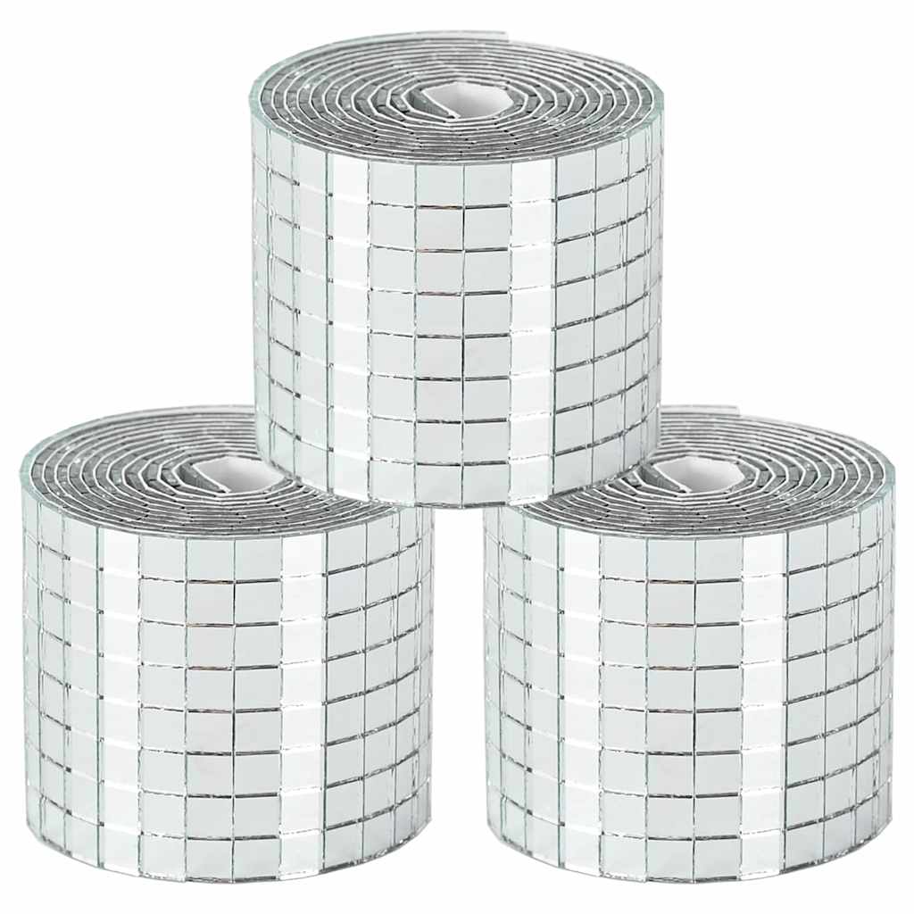 Spiegel-Mosaikfliese Geometrisch 3 stk. Silber 100 x 4 cm Glas