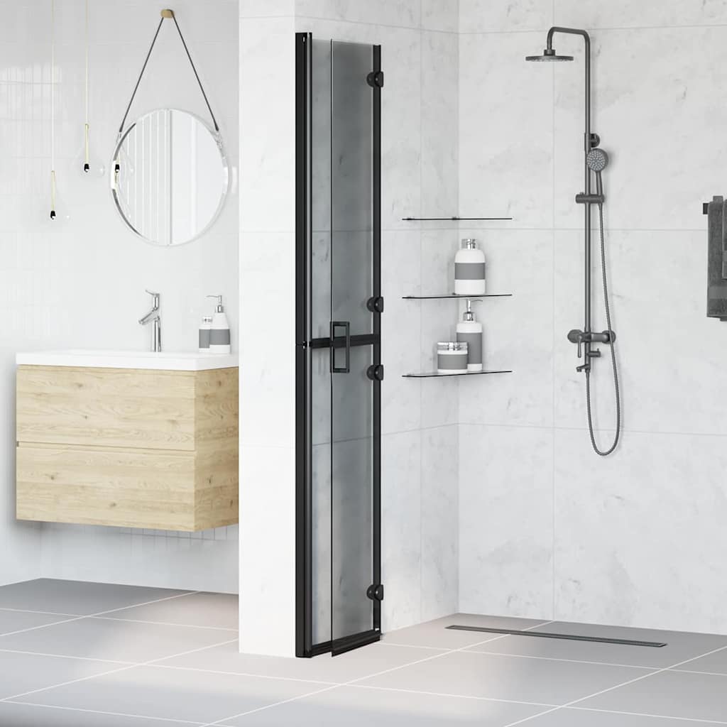 Walk-In Duschwand Schwarz 80 x 6,5 x 190 cm