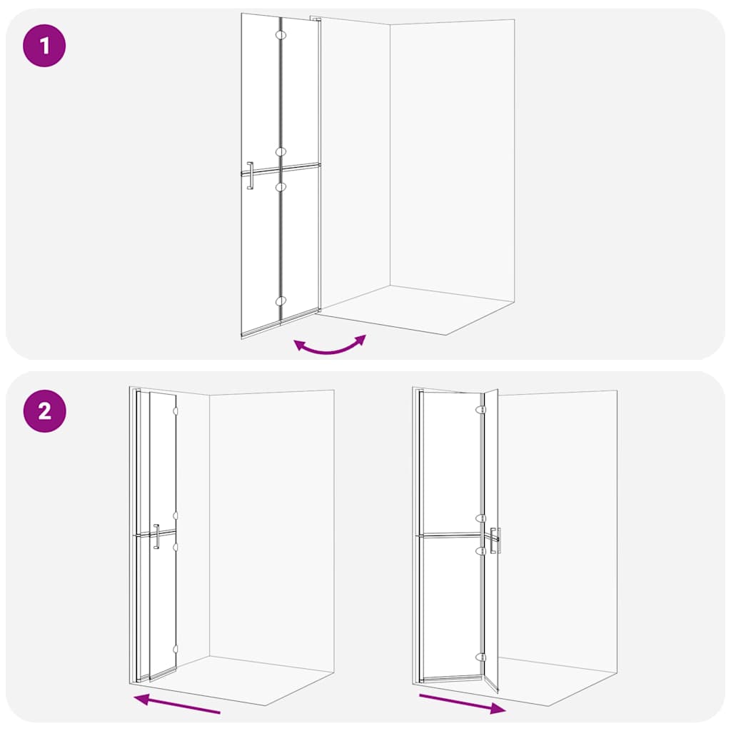 Walk-In Duschwand Schwarz 80 x 6,5 x 190 cm