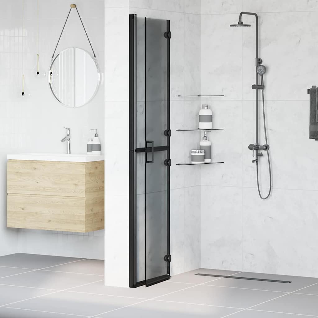 Walk-In Duschwand Schwarz 90 x 6,5 x 190 cm