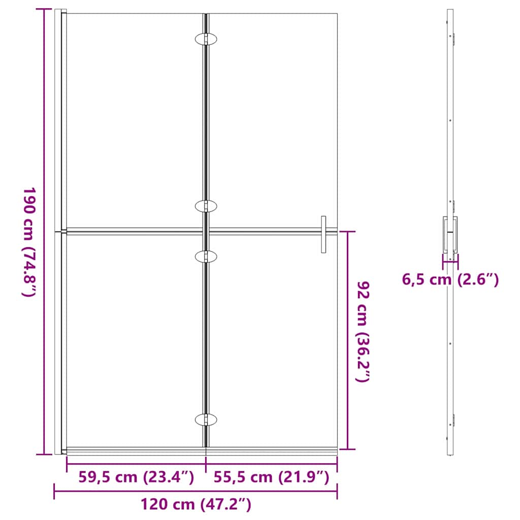 Walk-In Duschwand Gold 120 x 6,5 x 190 cm