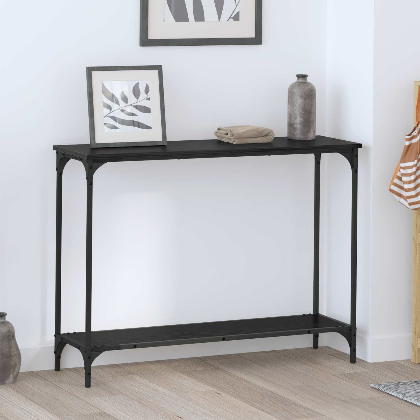 Konsolentisch Schwarz Eichen-Optik 101 x 30,5 x 75 cm