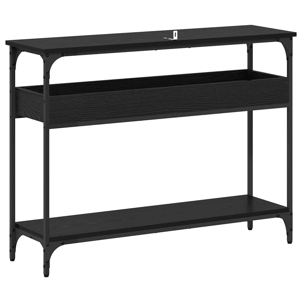 Konsolentisch mit Regal Schwarz Eichen-Optik 100 x 29 x 75 cm