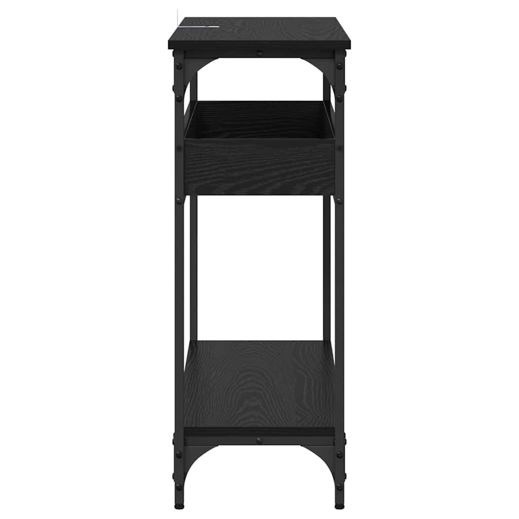 Konsolentisch mit Regal Schwarz Eichen-Optik 100 x 29 x 75 cm