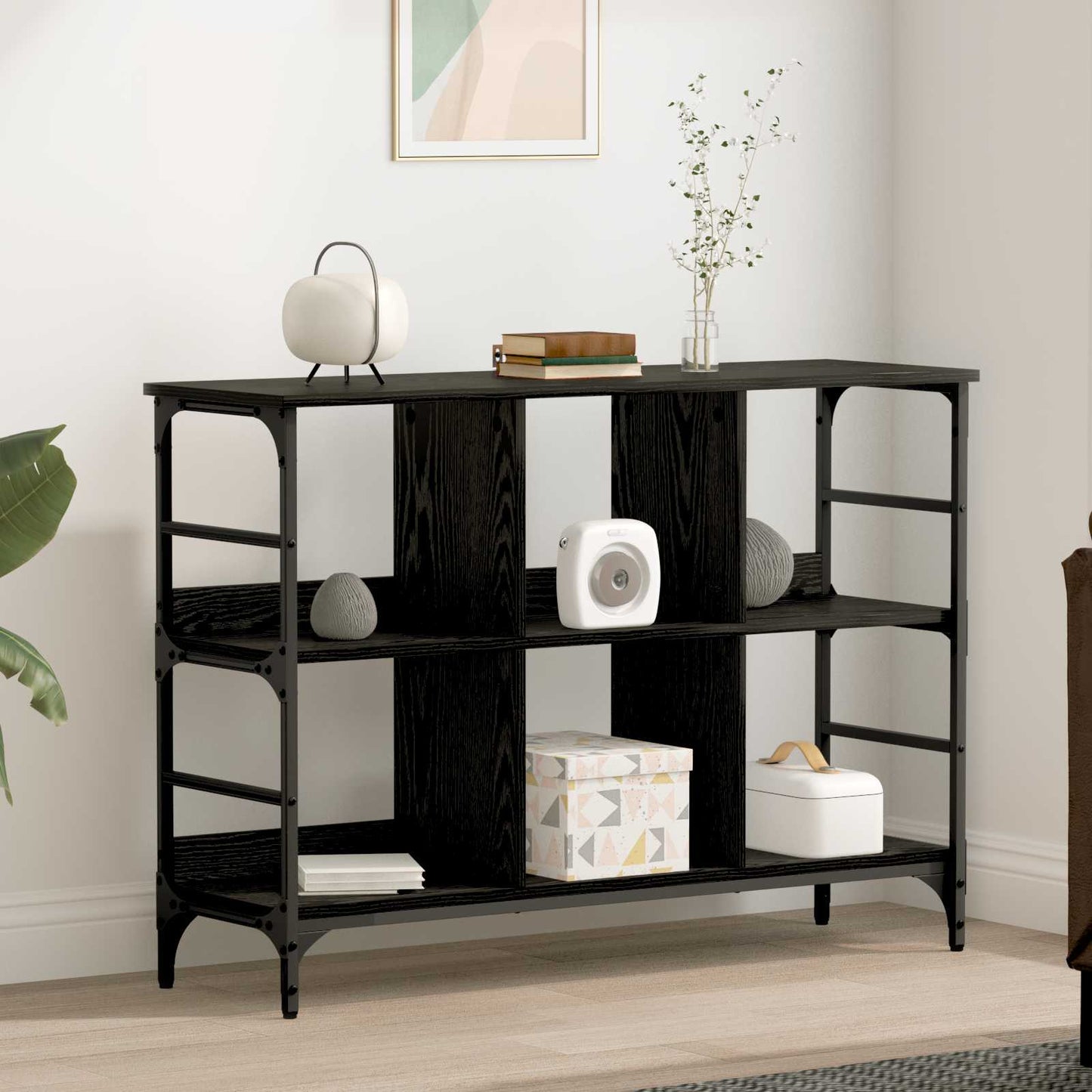 Sideboard Schwarz Eichen-Optik 102 x 32 x 73,5 cm