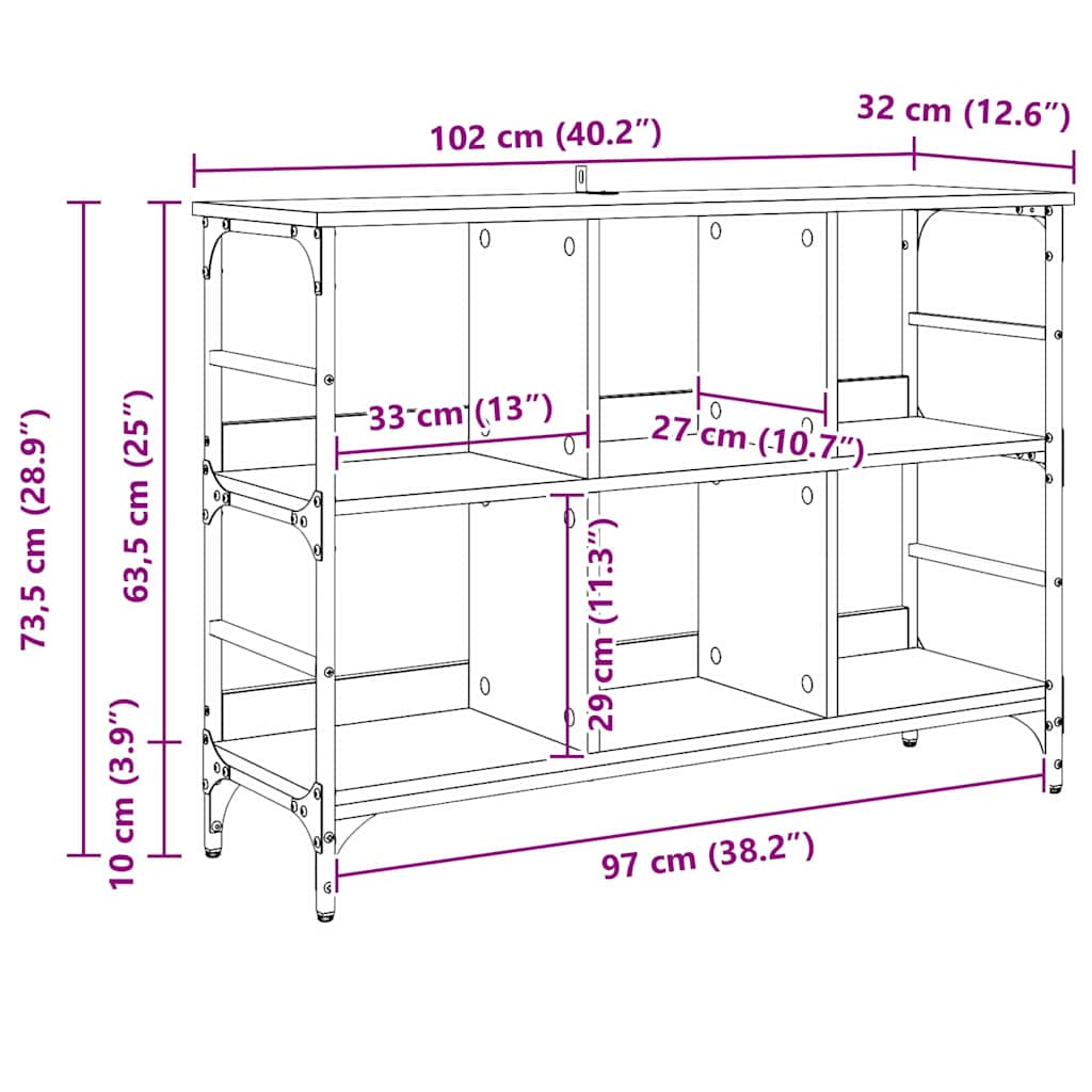 Sideboard Schwarz Eichen-Optik 102 x 32 x 73,5 cm