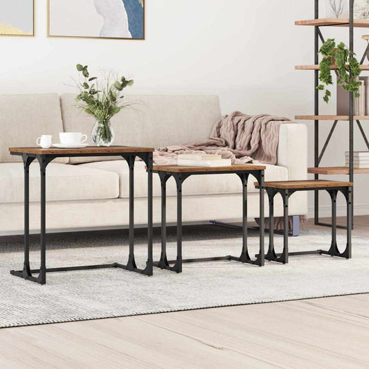 Nesting Couchtisch 3 pcs Altholz 50,5 x 35 x 53 cm