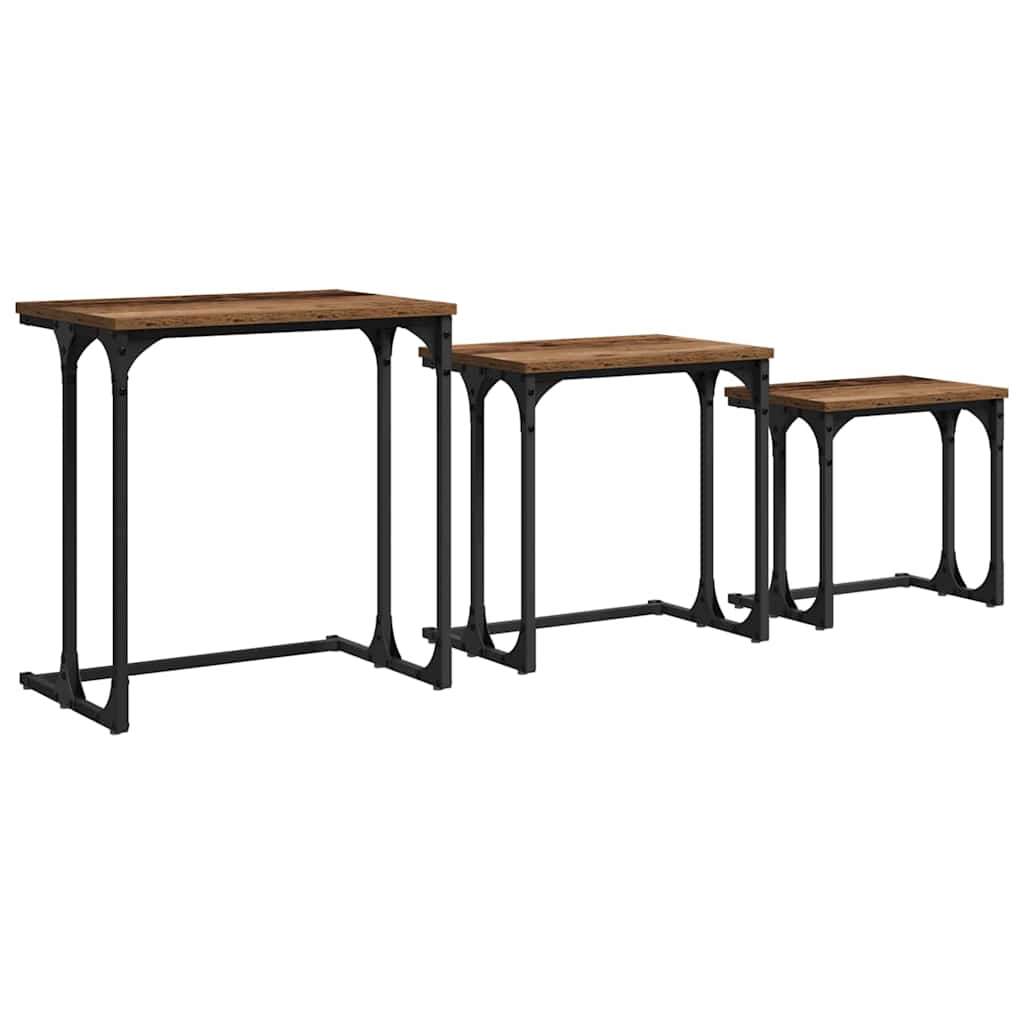 Nesting Couchtisch 3 pcs Altholz 50,5 x 35 x 53 cm