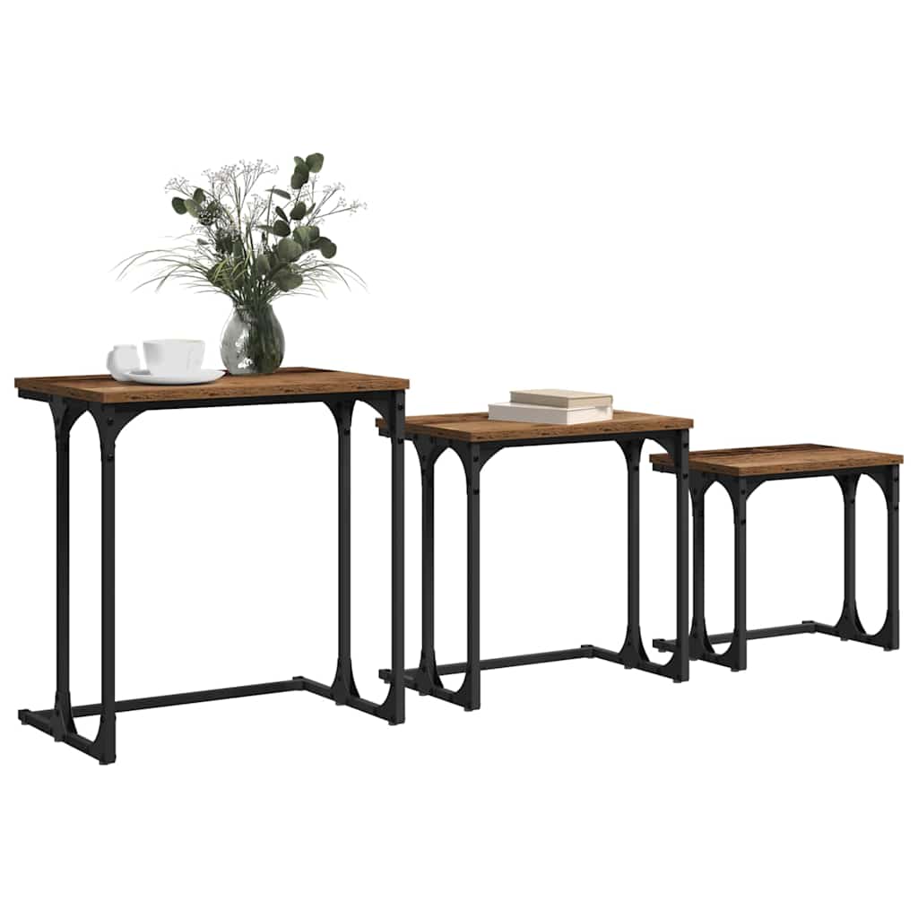 Nesting Couchtisch 3 pcs Altholz 50,5 x 35 x 53 cm