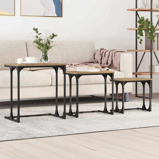 Nesting Couchtisch 3 pcs Eiche handwerklich 50,5 x 35 x 53 cm