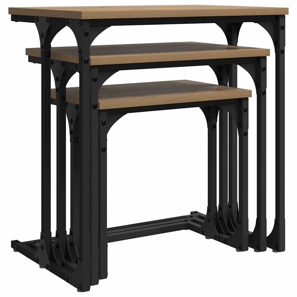 Nesting Couchtisch 3 pcs Eiche handwerklich 50,5 x 35 x 53 cm