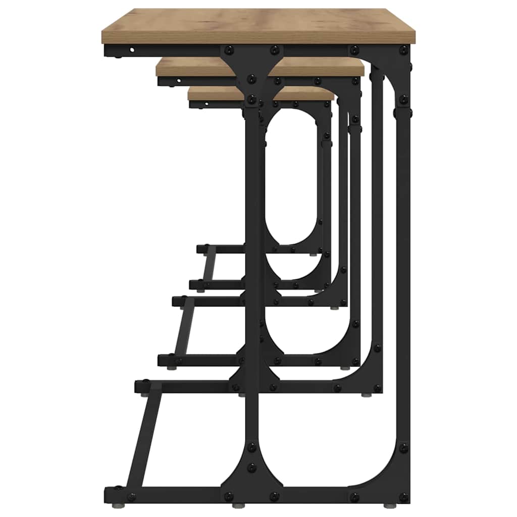 Nesting Couchtisch 3 pcs Eiche handwerklich 50,5 x 35 x 53 cm