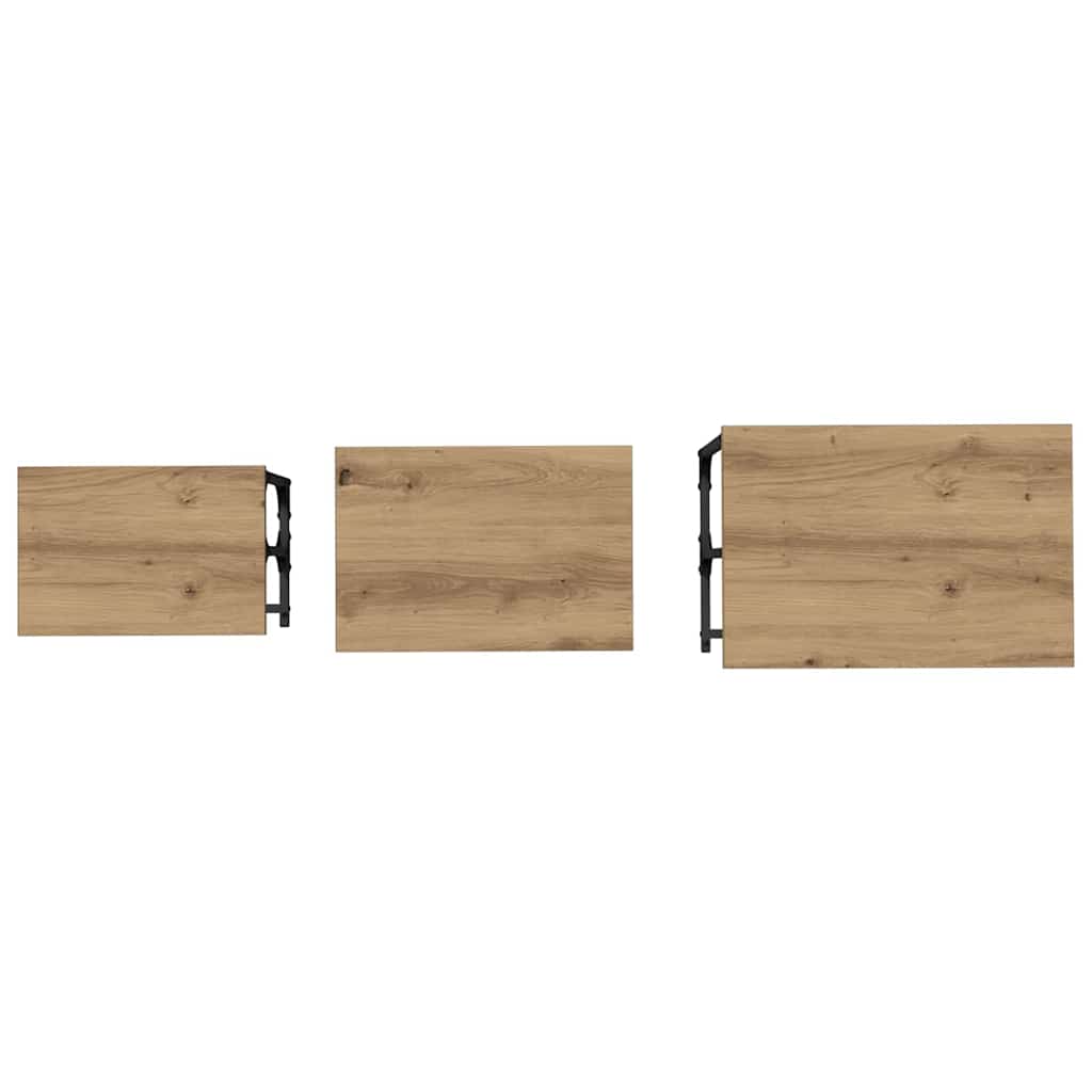 Nesting Couchtisch 3 pcs Eiche handwerklich 50,5 x 35 x 53 cm