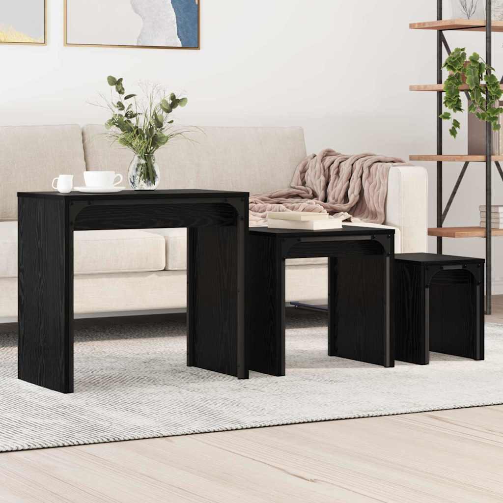 Couchtisch 3 stk. Schwarz Eichen-Optik 60 x 35 x 56 cm