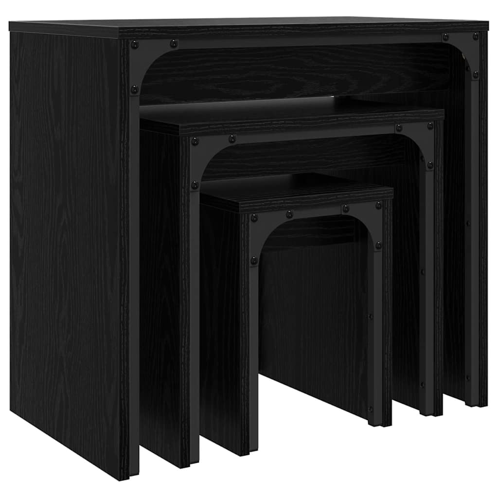 Couchtisch 3 stk. Schwarz Eichen-Optik 60 x 35 x 56 cm