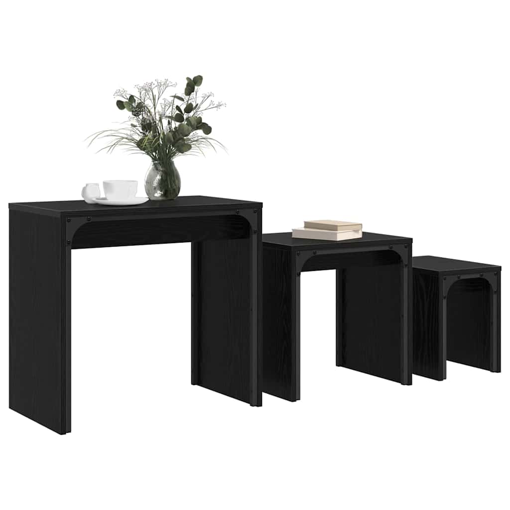 Couchtisch 3 stk. Schwarz Eichen-Optik 60 x 35 x 56 cm