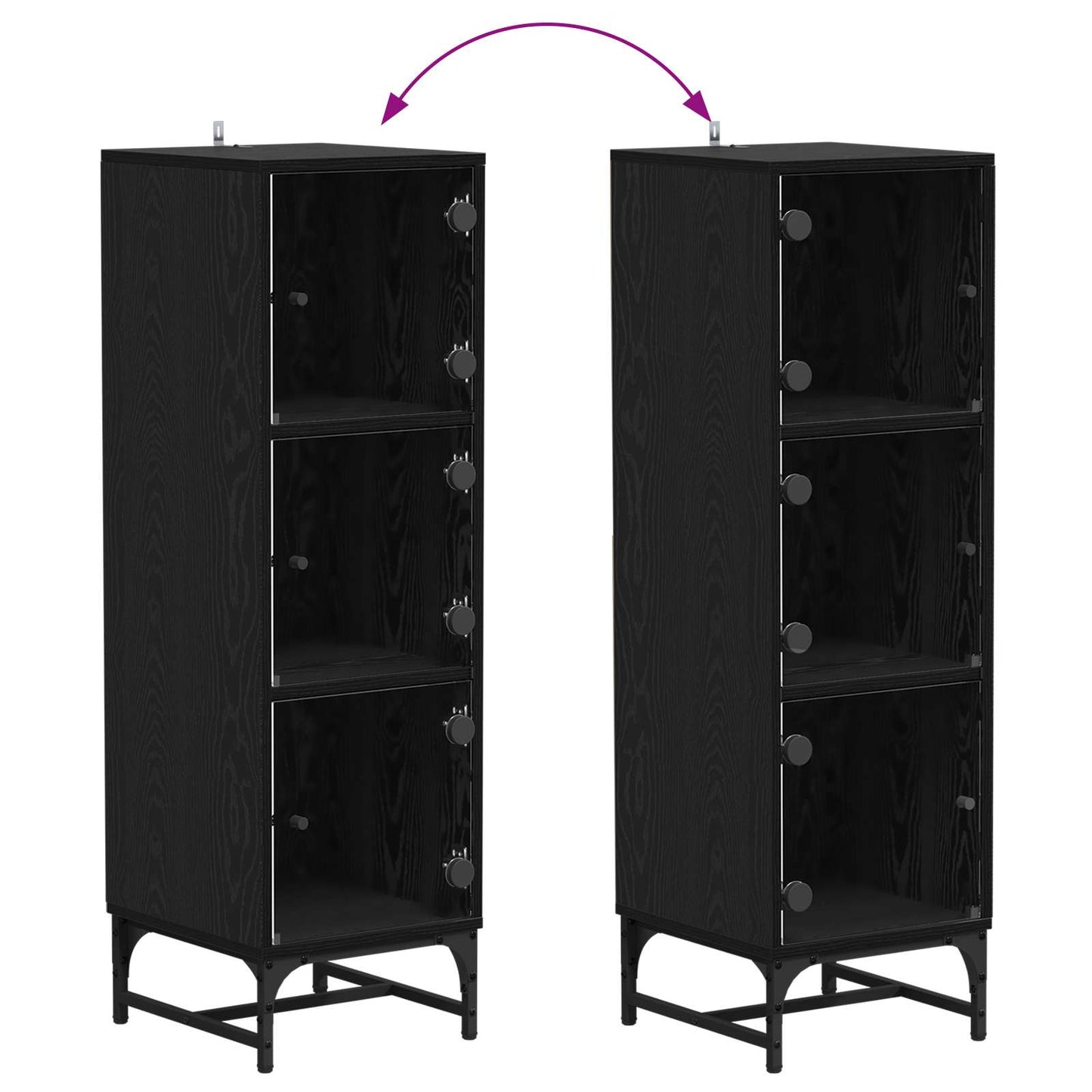 Sideboard Schwarz Eichen-Optik 35 x 37 x 117 cm