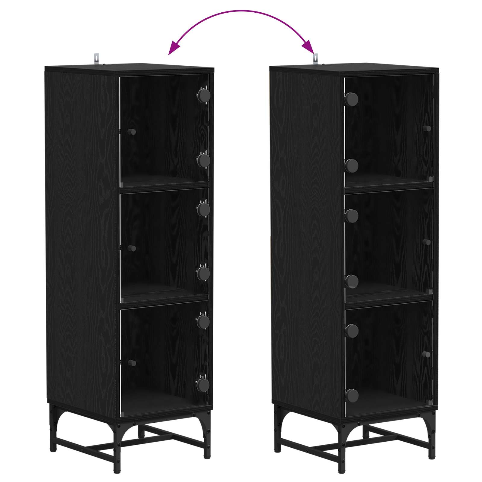 Sideboard Schwarz Eichen-Optik 35 x 37 x 117 cm