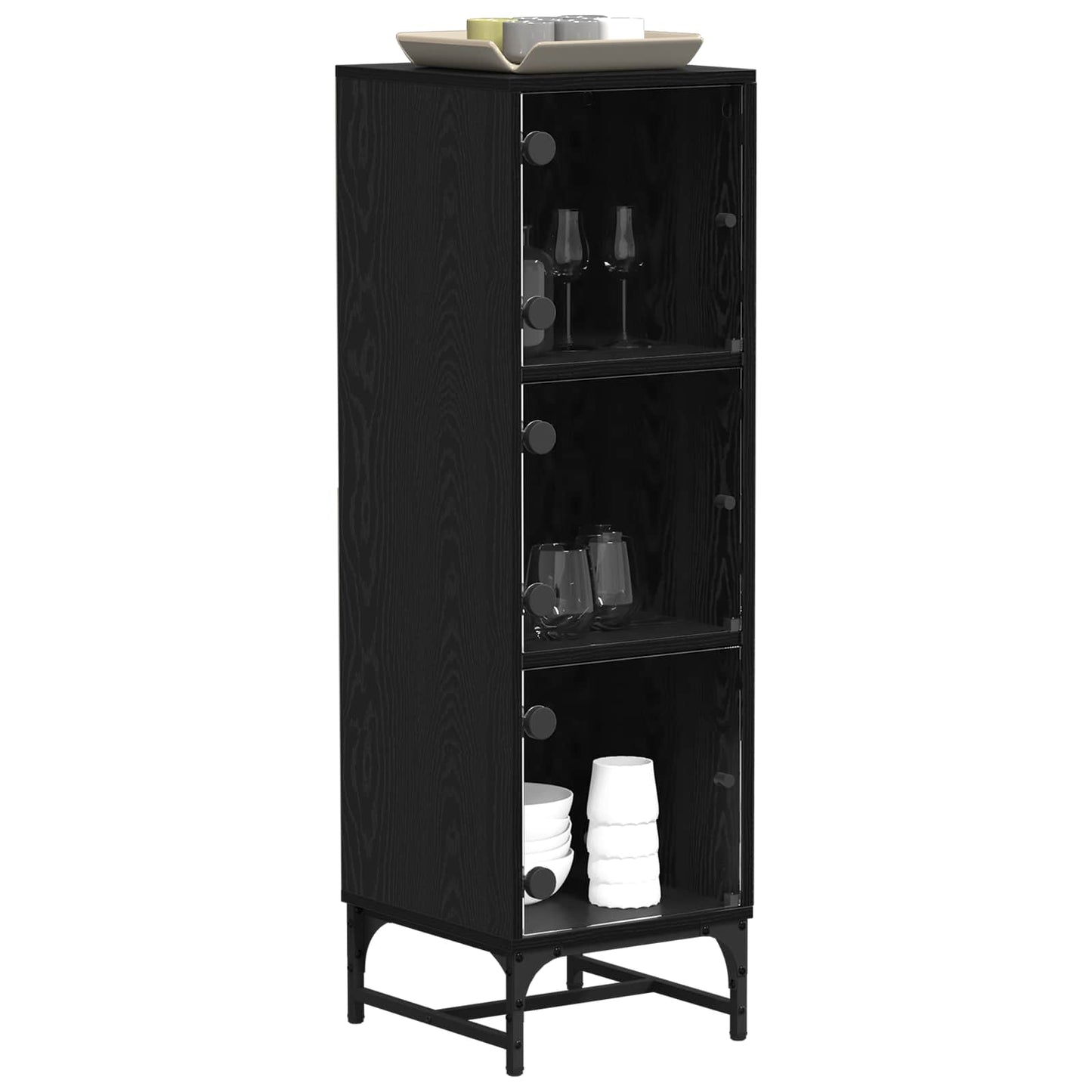 Sideboard Schwarz Eichen-Optik 35 x 37 x 117 cm