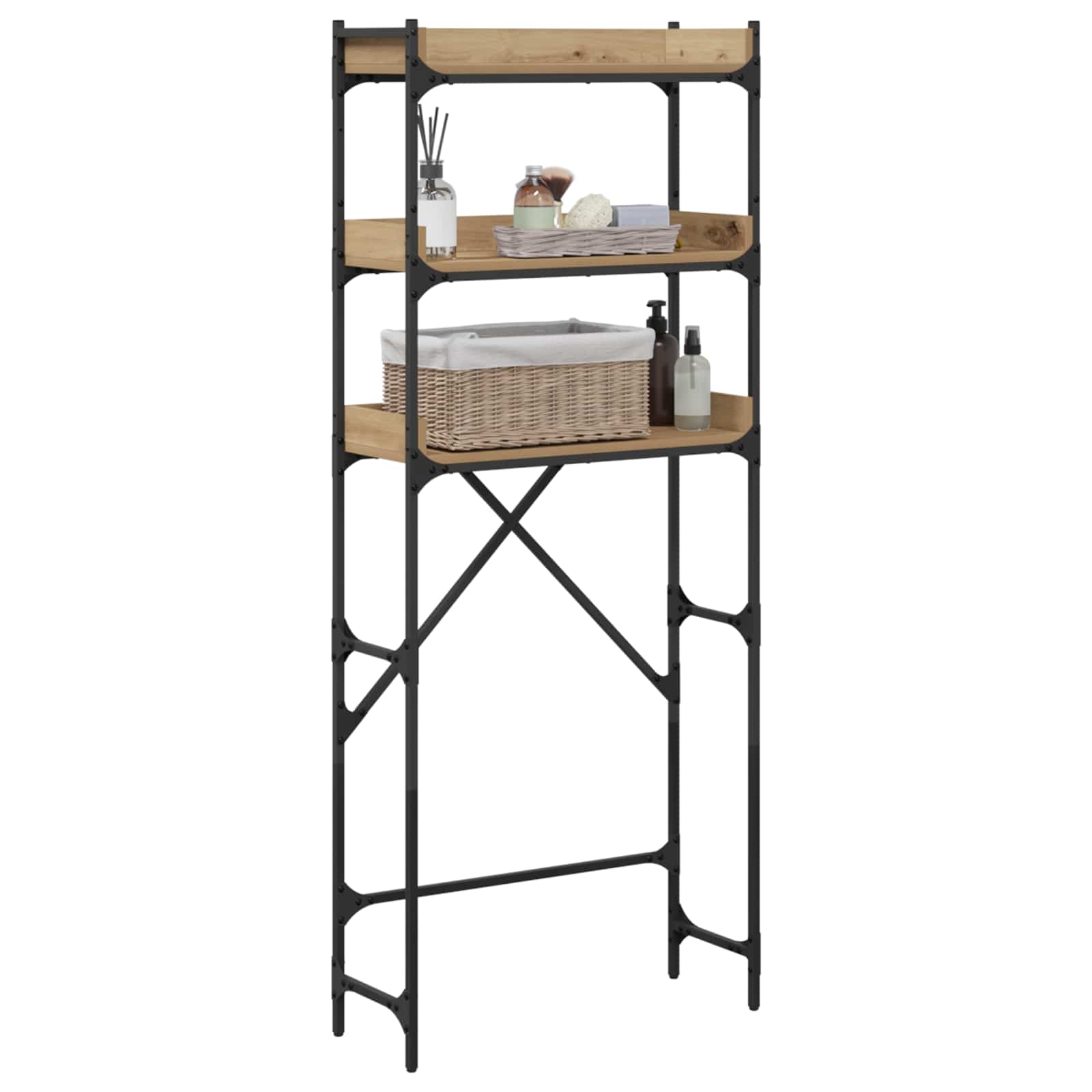 Waschmaschinenregal mit Regal Artisan-Eiche 67 x 25 x 163 cm