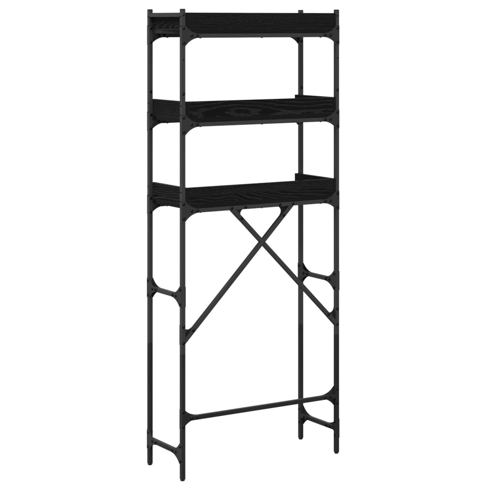 Waschmaschinenregal Schwarz 0ak 67 x 25 x 163 cm Holzwerkstoff