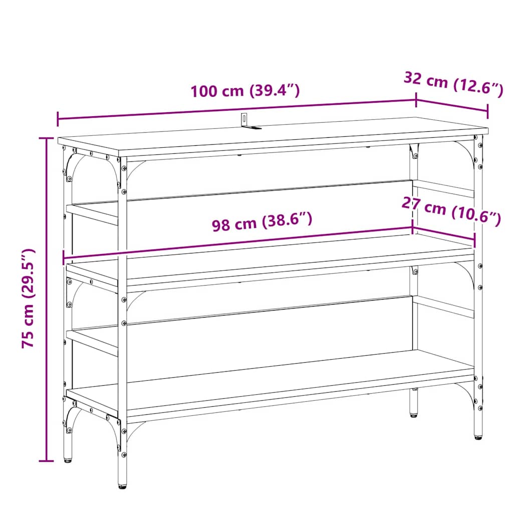 Konsolentisch mit Regal Altholz 100 x 32 x 75 cm Holzwerkstoff