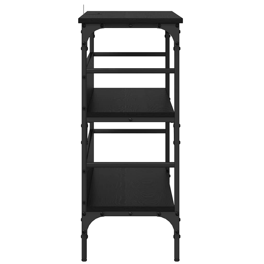 Konsolentisch mit Regal Schwarz Eichen-Optik 100 x 32 x 75 cm