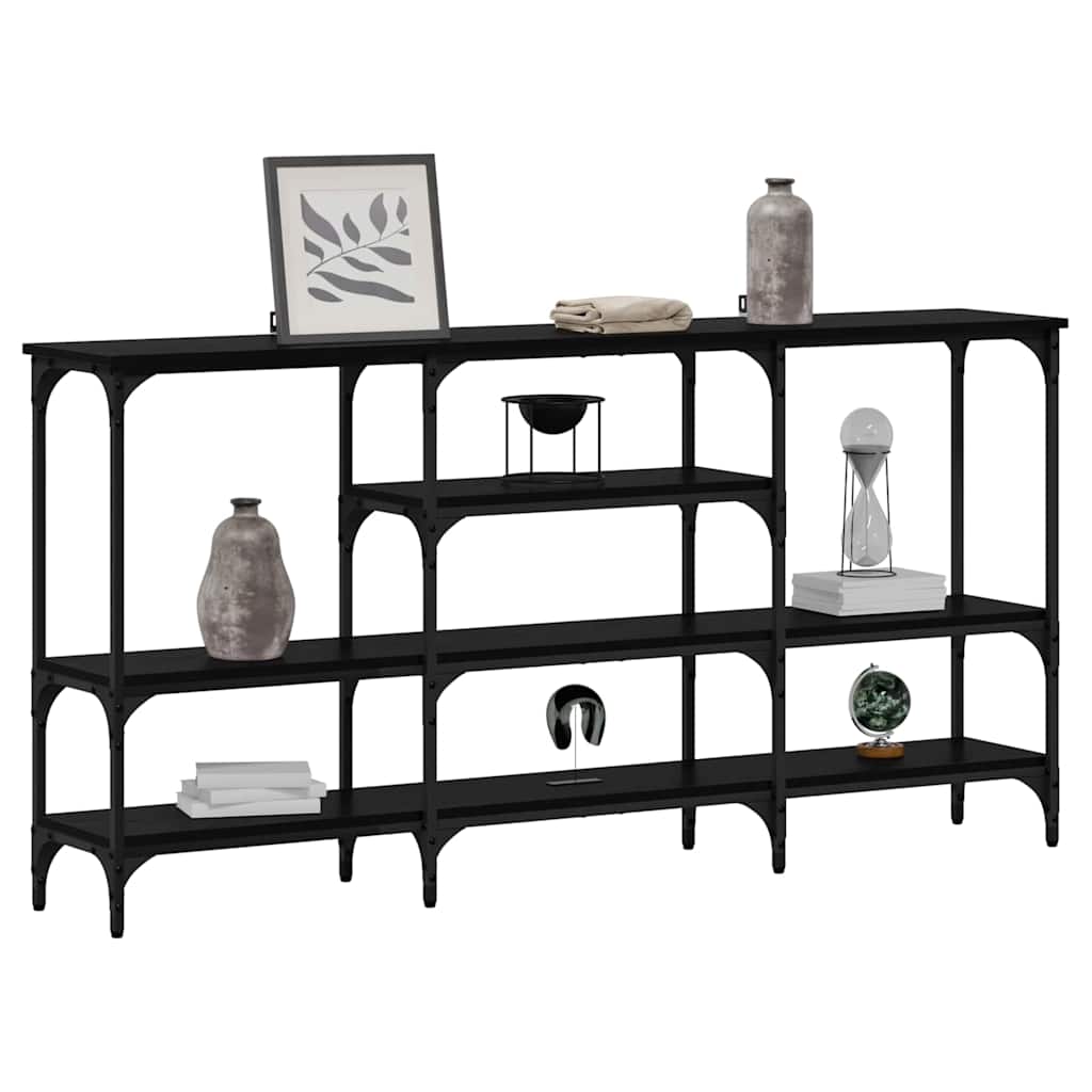 Konsolentisch mit Regal Schwarz Eichen-Optik 160 x 29 x 80 cm