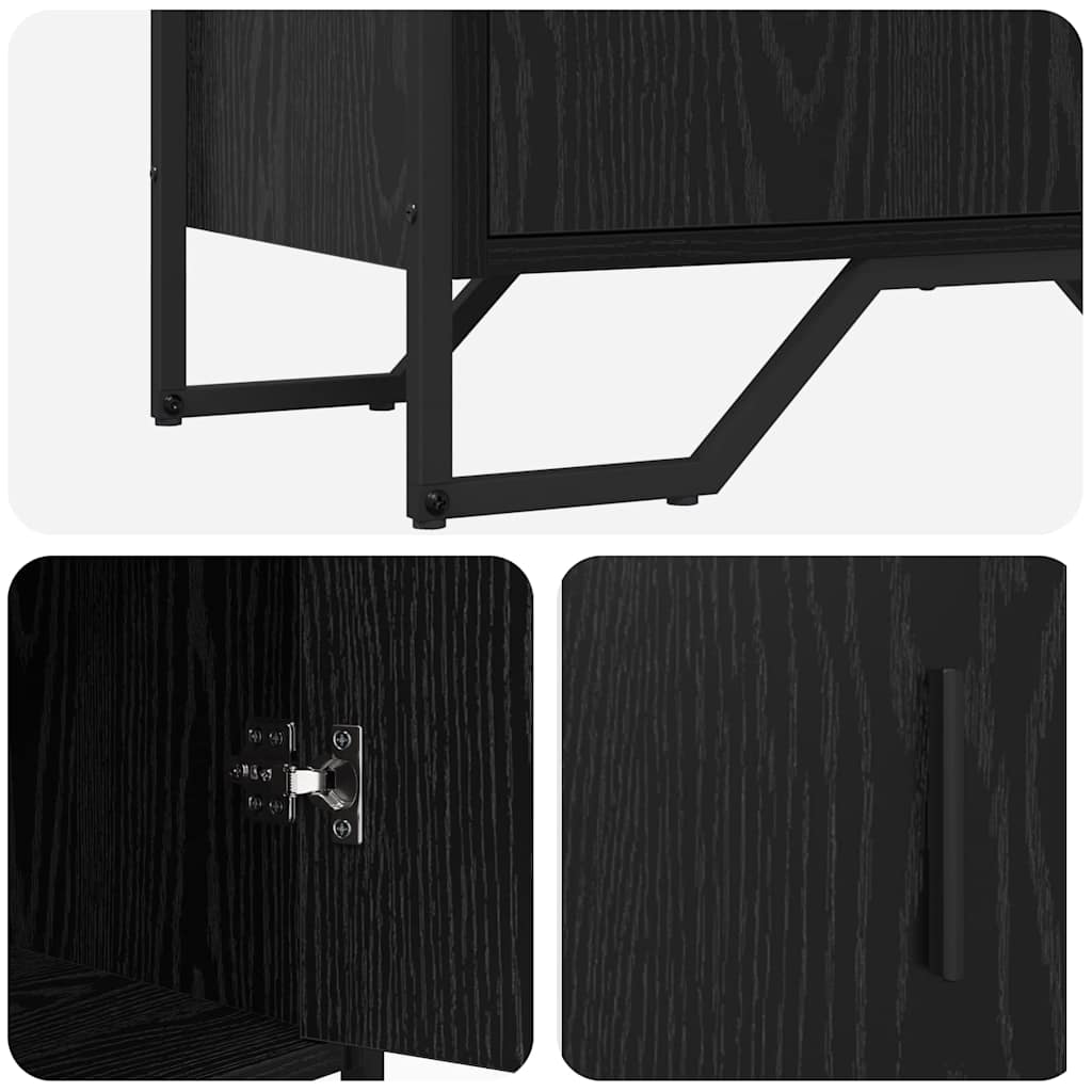 Sideboard Schwarz Eichen-Optik 78 x 35 x 74.5 cm