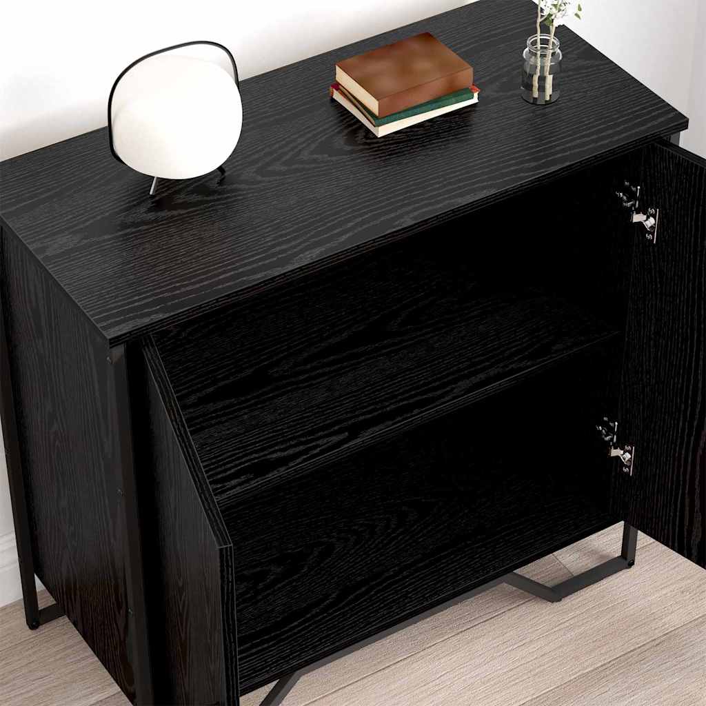 Sideboard Schwarz Eichen-Optik 78 x 35 x 74.5 cm