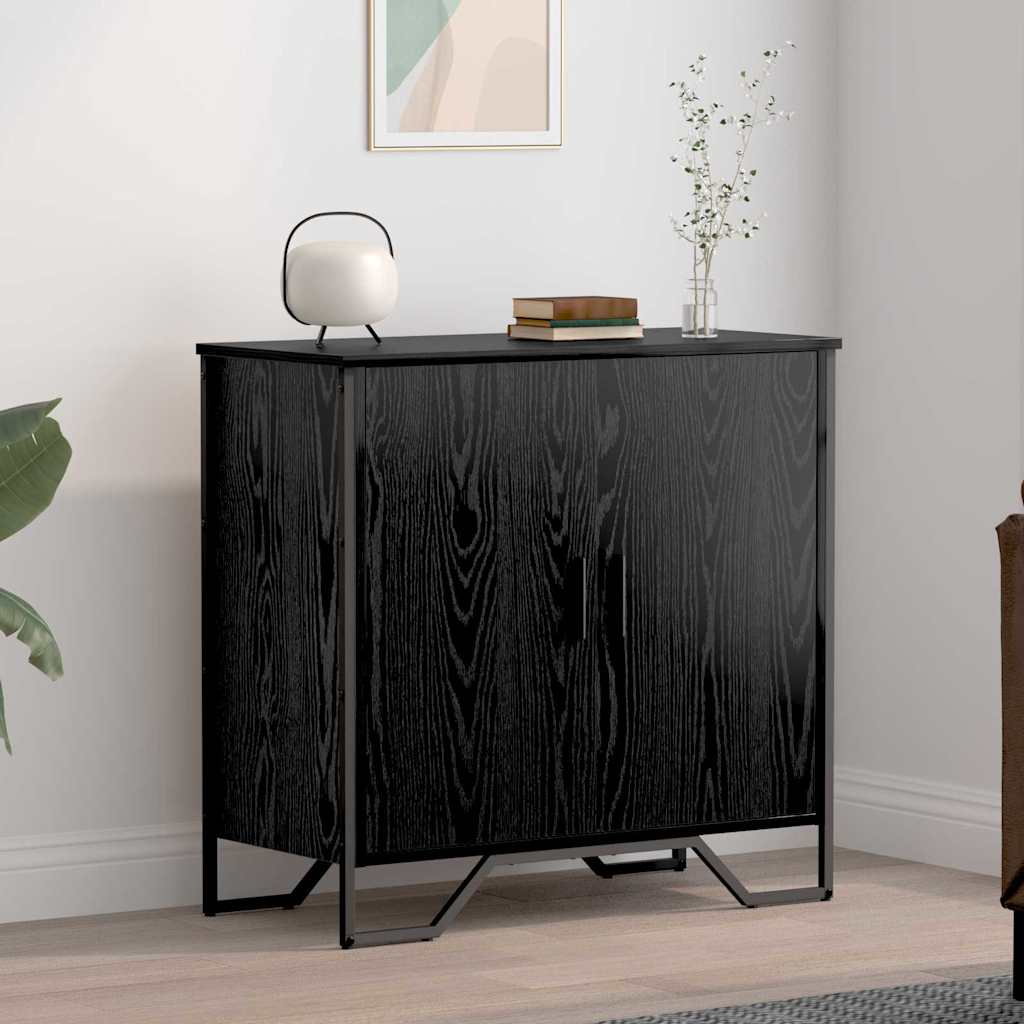 Sideboard Schwarz Eichen-Optik 78 x 35 x 74.5 cm