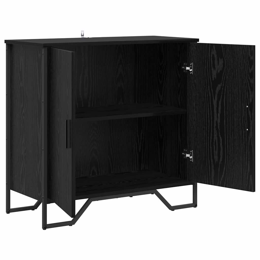 Sideboard Schwarz Eichen-Optik 78 x 35 x 74.5 cm