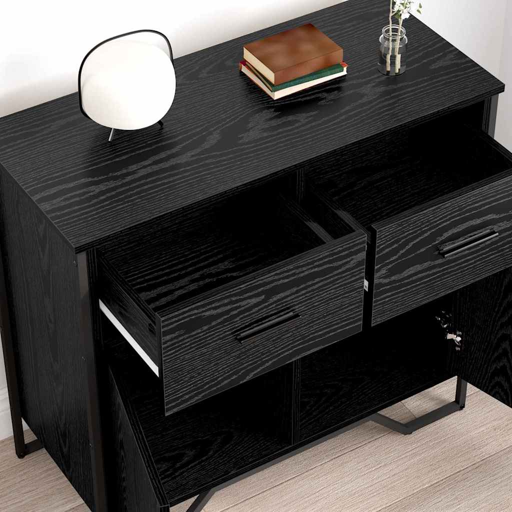 Sideboard Schwarz Eichen-Optik 79,5 x 35,5 x 74,5 cm