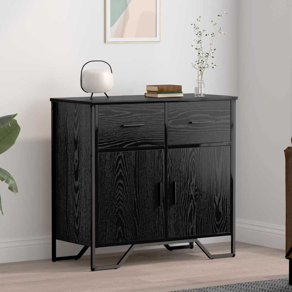 Sideboard Schwarz Eichen-Optik 79,5 x 35,5 x 74,5 cm
